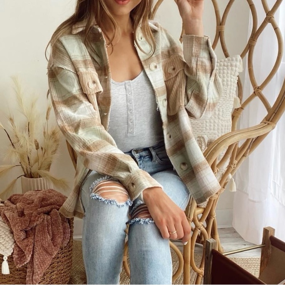Plaid Button-Up Shirt Jacket